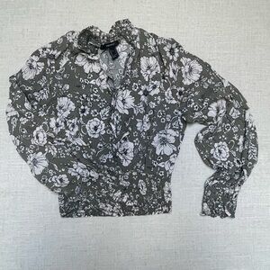 Forever 21 Green and White Floral Fabric